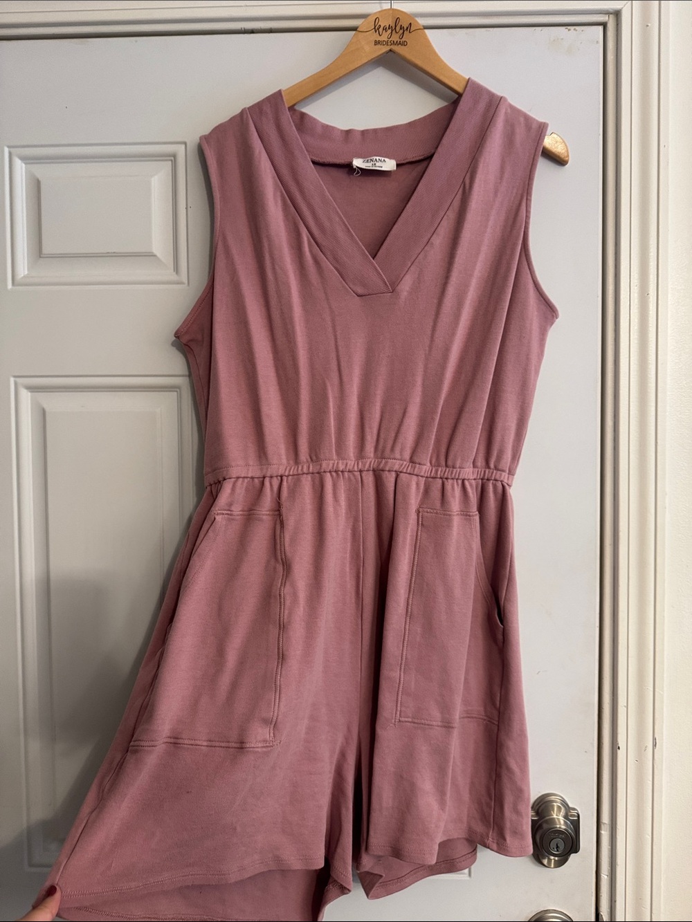 Zenana Outfitters Dusty Rose V-Neck Ribbed Top